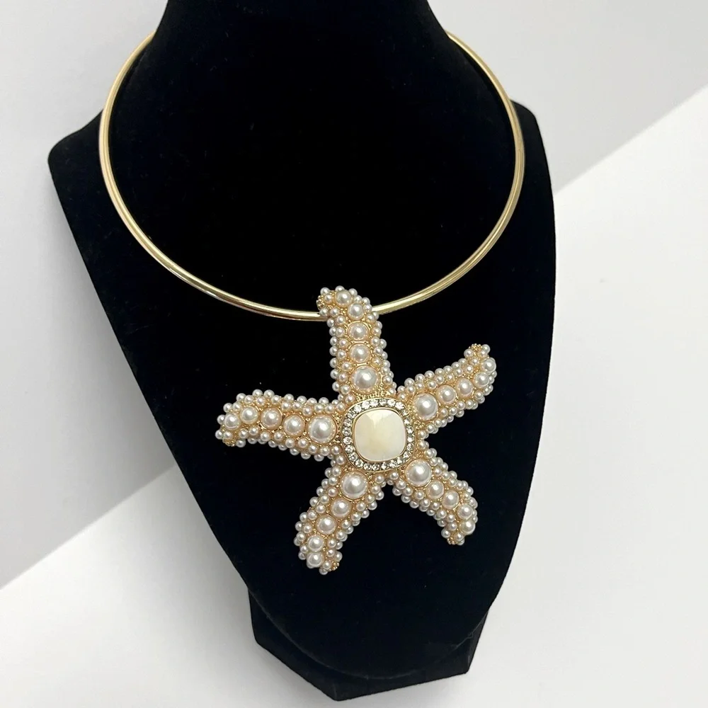 NWT ⚜️🌟⚜️ Piper K Gorgeous glass pearl Starfish Pendant Necklace - Picture 3 of 14